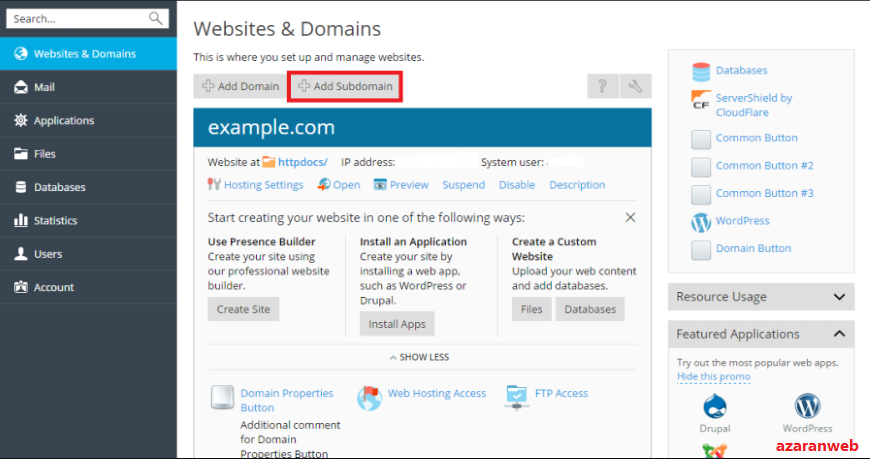 create-Sub-domain-in-plesk