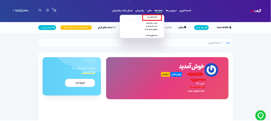 تغییر نیم سرورهای دامنه